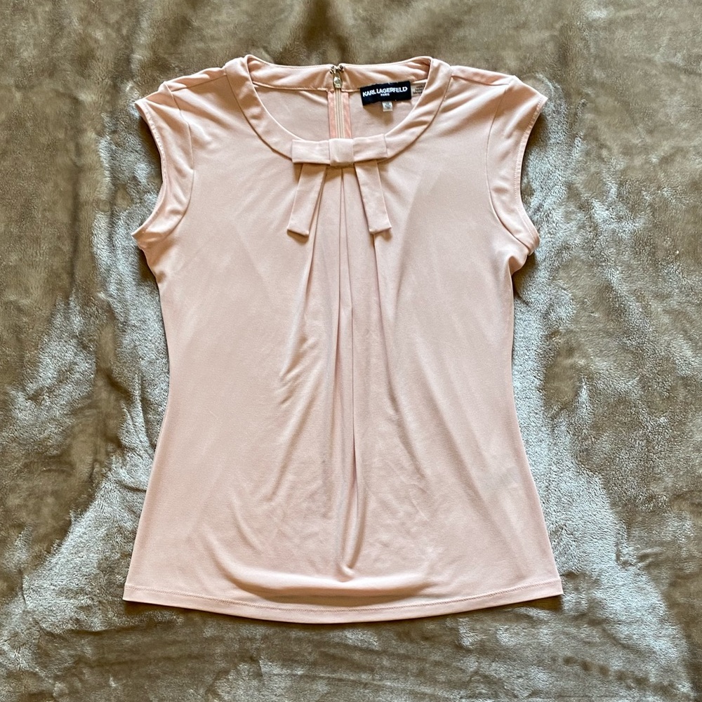 Karl Lagerfeld Blush Bow Blouse XS